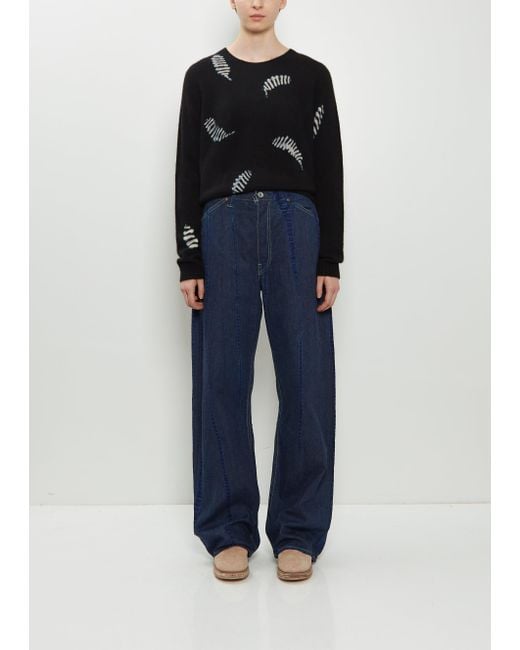 Suzusan Blue Cotton Denim Loose Fit Pants