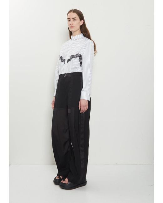 Sacai White Wool Suiting X Sheer Voile Pants