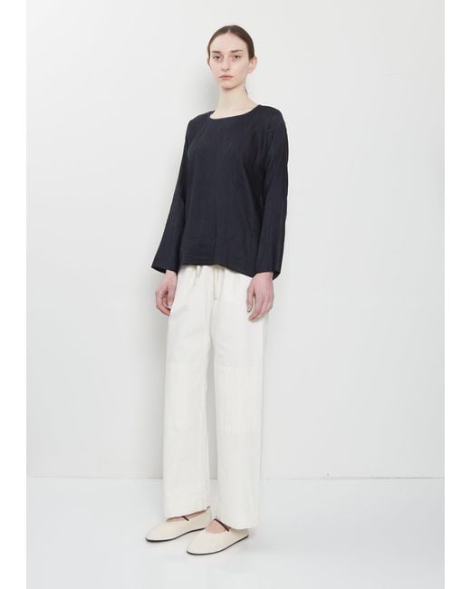 Dosa Black Silk Linen Tunisian Top