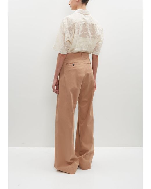 Plan C White Stretch Cotton Pleated Trousers