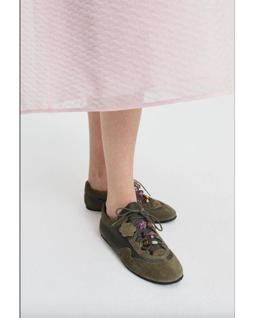 CECILIE BAHNSEN White Blaise Suede Technical Sneakers