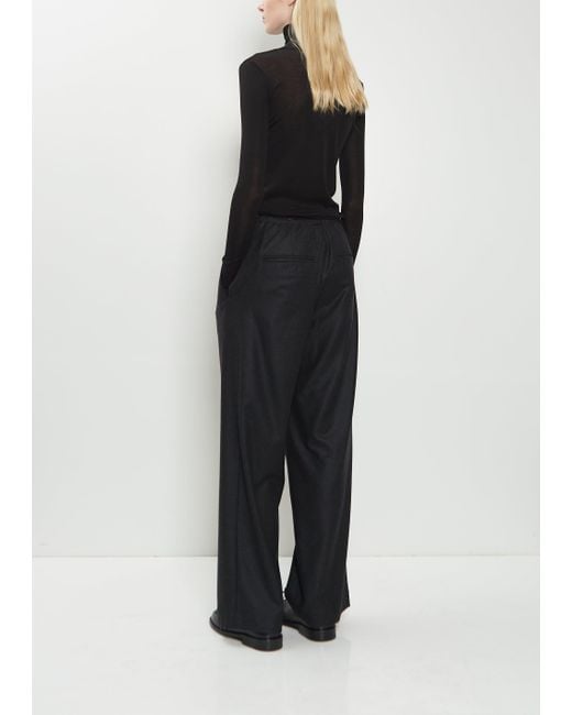 Auralee Black Wool Flannel Drawstring Pants