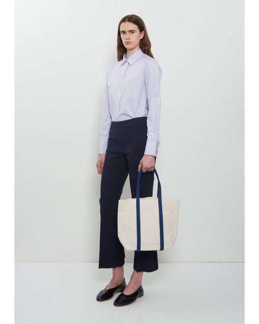 Amiacalva Blue Washed Canvas Two-tone Tote, Small