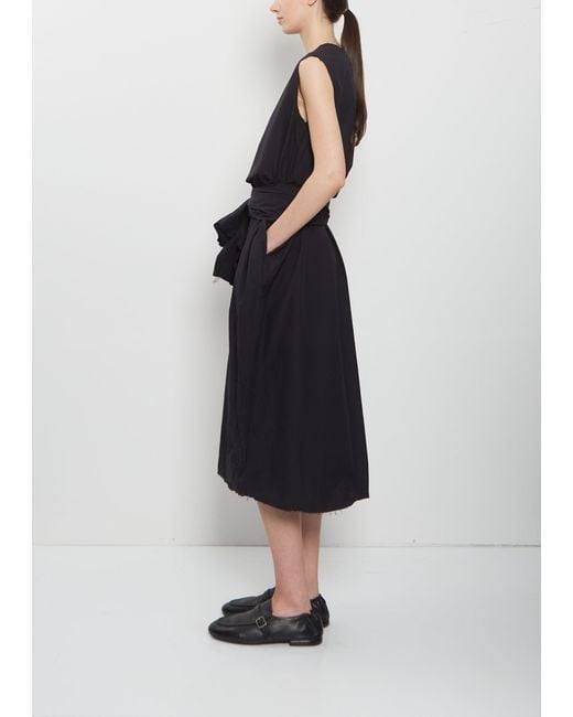 Scha Black Sleeve Scarf Paper Cotton Sleeveless Dress