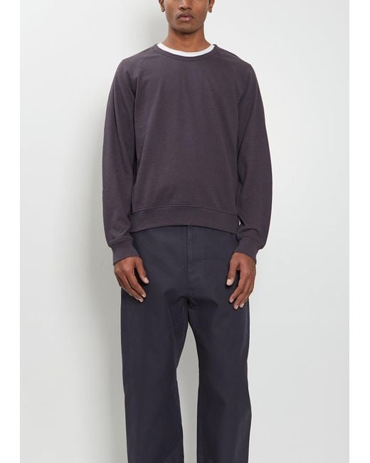 Lemaire Blue Crew Neck Cotton Wool Sweatshirt