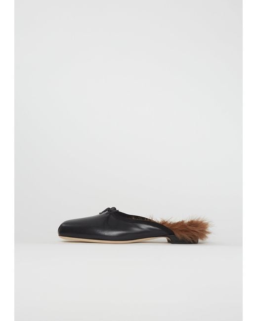 Simone Rocha White Faux Fur Lined Pointe Mule