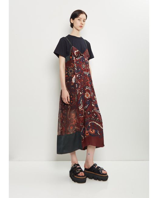 Sacai White Floral Print Voile Dress
