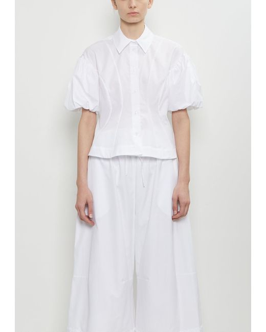 Simone Rocha White Cotton Puff Sleeve Shirt