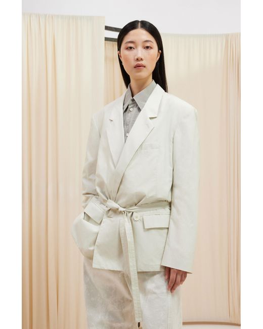 Lemaire White Light Tailored Belted Jacket