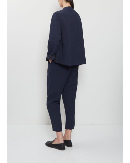 Apuntob Blue Ruche Collar Linen Jacket