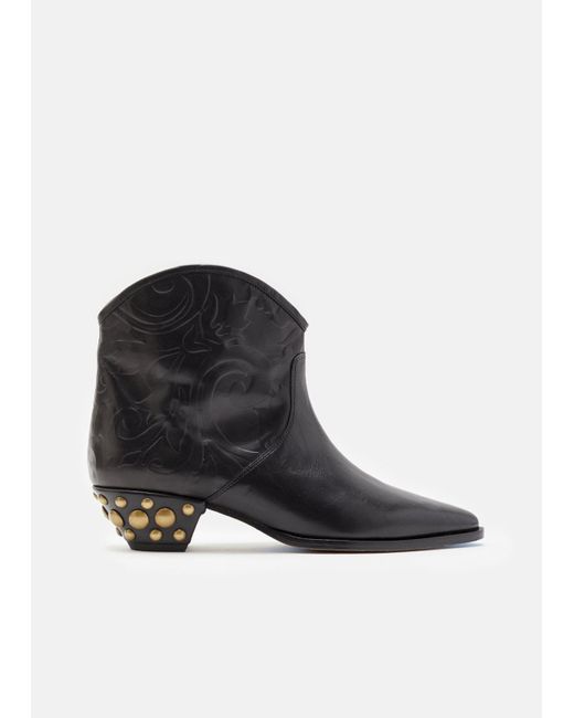 Isabel Marant Black Dawina Studded Block Heel Boots