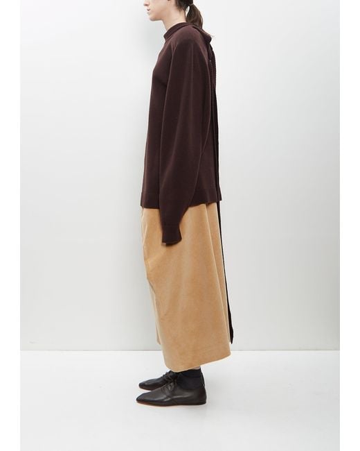 Marie Adam-Leenaerdt White Cotton Corduroy Straight Skirt