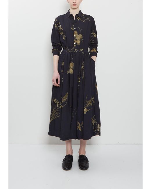 Pas De Calais Blue Japonism Flower Print Skirt