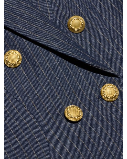 L'Agence Blue Solar Pinstriped Blazer