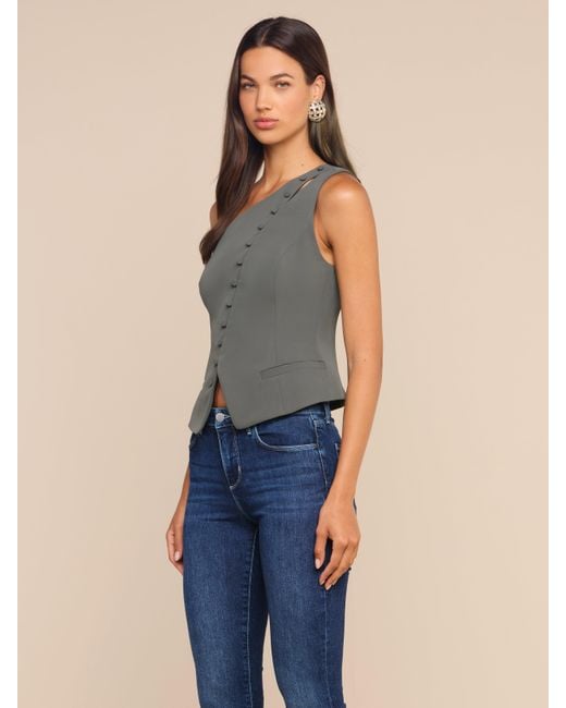 L'Agence Blue Zinnia One-Shoulder Top