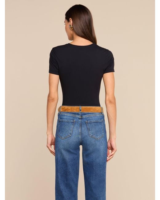 L'Agence Black Aileen Cotton Crewneck T-Shirt