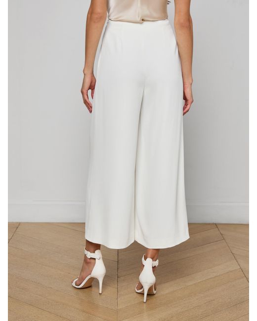 L'Agence White Novalynn Cropped Pleated Pants