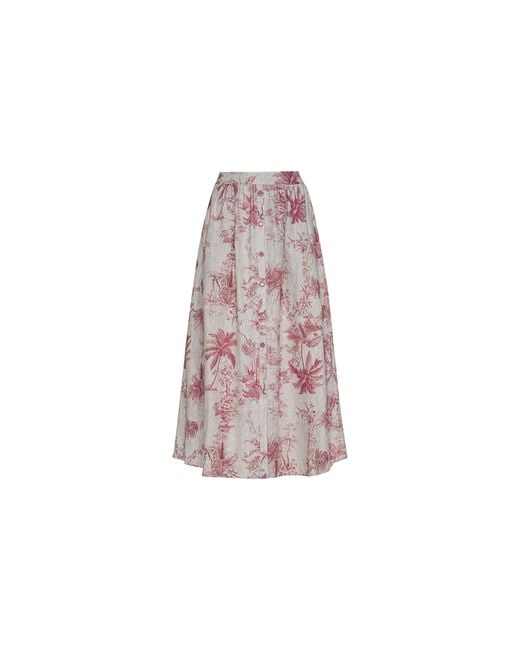 L'Agence Natural Seina Linen Midi Skirt