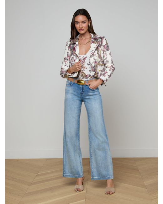 Blouson En Cuir Blakely, Blanc À Imprimé Jungle Papillons Coloré L'Agence en coloris Multicolor