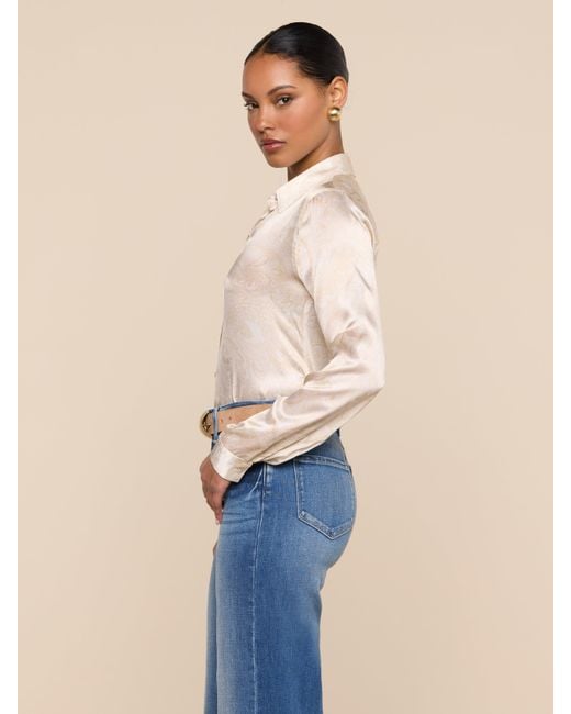 L'Agence Blue Tyler Silk Blouse Top