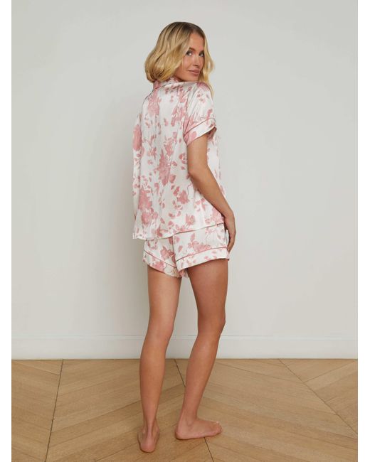 L'Agence White Inez Silk Short Pajama Set