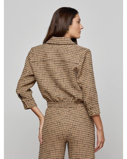 Veste Courte En Tweed Jia, Chai Latte/Noir L'Agence en coloris Brown