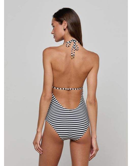 L'Agence Blue Leila Halter One-Piece Swimsuit