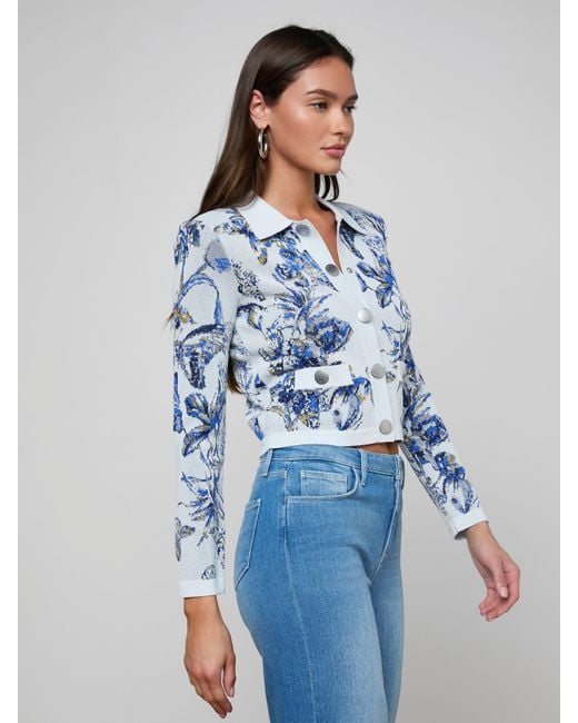 L'Agence Blue Osiris Jacquard Cardigan
