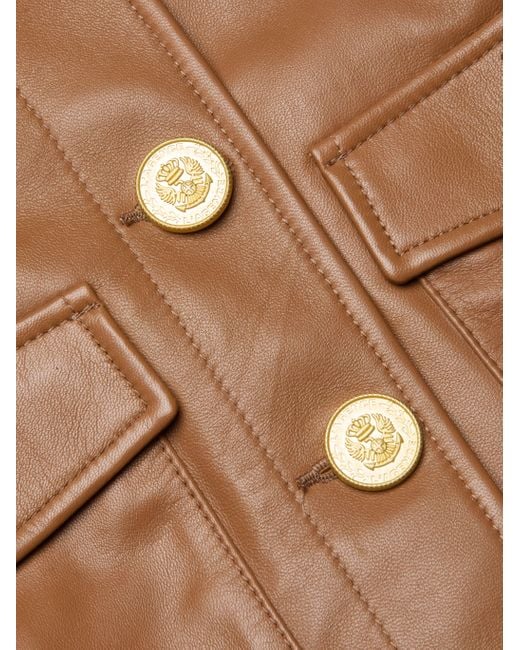 L'Agence Blue Kumi Cropped Leather Jacket