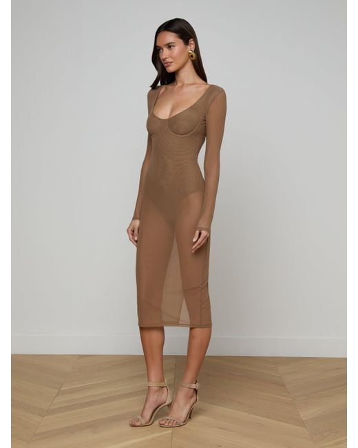 L'Agence Multicolor Sorella Mesh Midi Dress