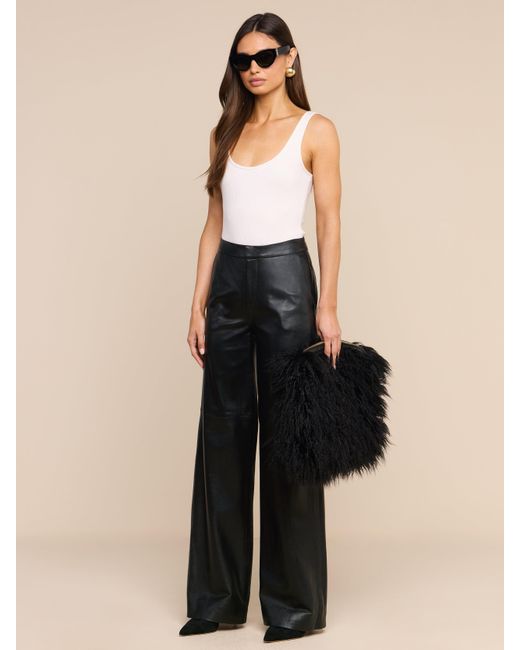 L'Agence Black Adelina Faux Fur Clutch