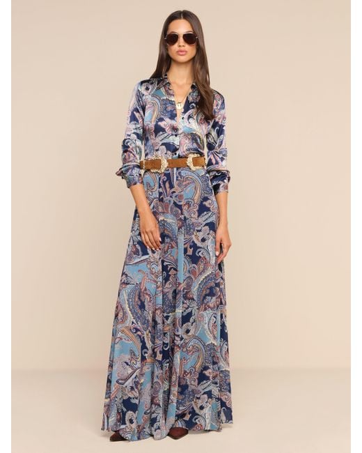 L'Agence Blue Tyler Silk Blouse Top