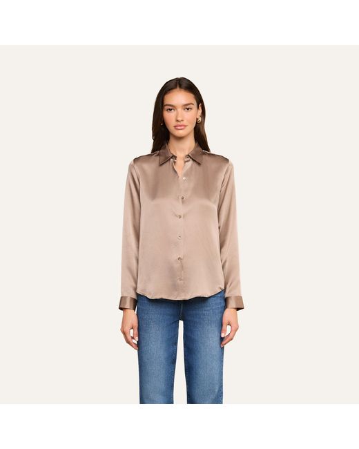 L'Agence Brown Tyler Silk Blouse Top