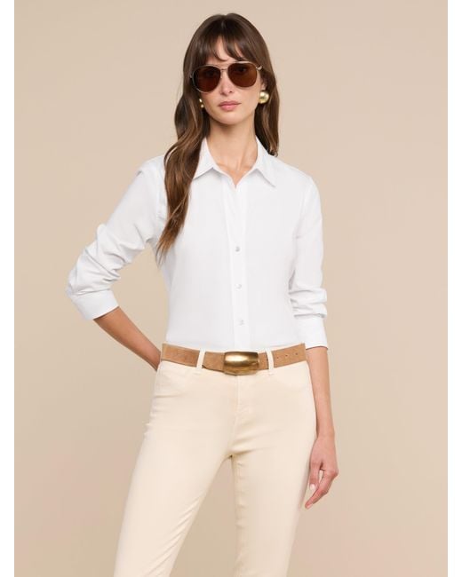 L'Agence White Daniella Cotton-blend Blouse