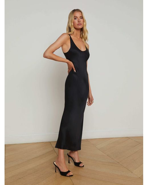 Robe Longue En Satin Akiya, Noir L'Agence en coloris Black