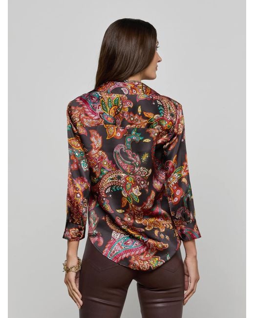Chemisier En Soie Dani, Noir À Motif Cachemire Coloré L'Agence en coloris Multicolor