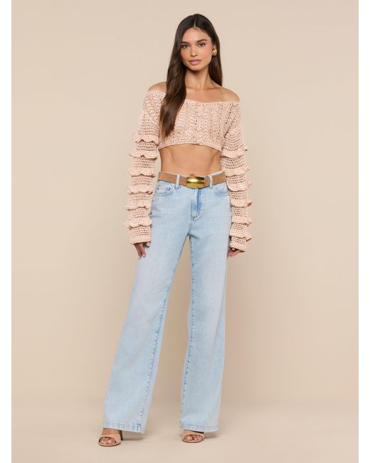 L'Agence Blue Fey Crocheted Top