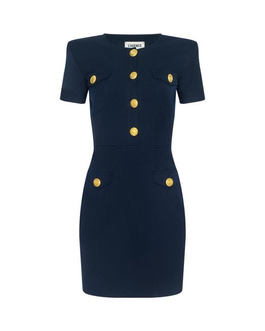 Robe Courte Cori, Bleu Nuit L'Agence en coloris Blue