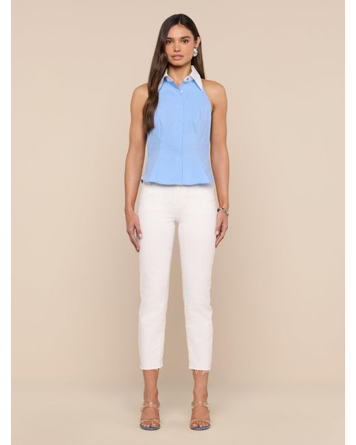 L'Agence Blue 'Agence Rina Poplin Halter Top