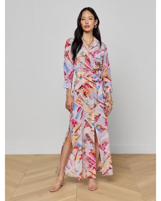 L'Agence Red 'Agence Cameron Silk Shirt Dress