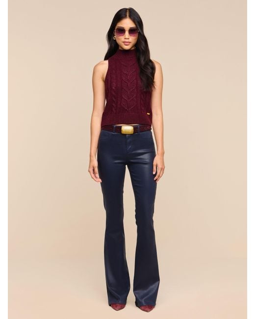 L'Agence Red Bellini Cable-Knit Top