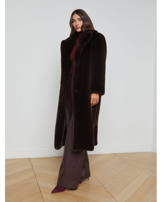 L'Agence Multicolor Luxe Vegan Fur Oversized Coat