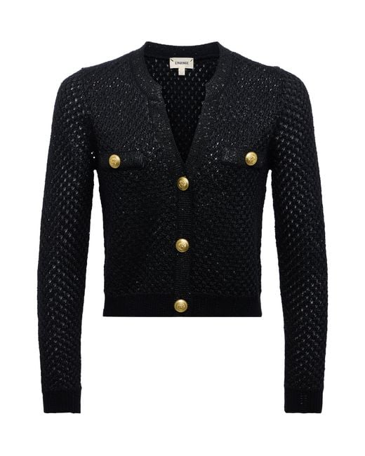 L'Agence Blue Blanca Sequin Cardigan