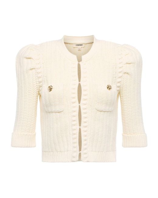 L'Agence White Delilah Cropped Cardigan