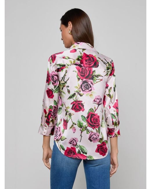 Chemisier En Soie Dani, Rose Avec Imprimé Roses Romantique L'Agence en coloris Multicolor