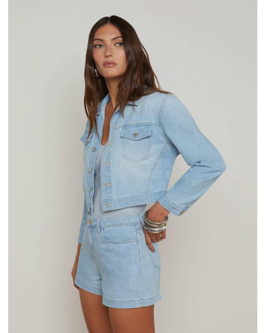 L'Agence Blue Koda Cropped Chambray Jacket