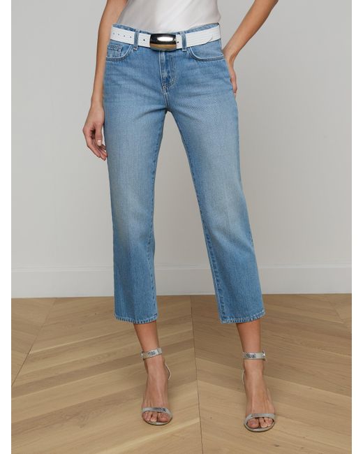 L'Agence Blue Thalina Cropped Stovepipe Jean