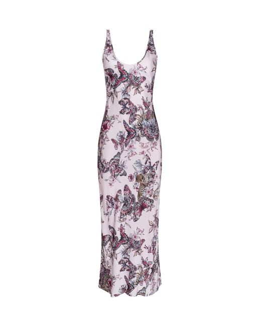Robe Longue En Satin Akiya, Rose Pâle À Imprimé Jungle Papillons Coloré L'Agence en coloris Multicolor
