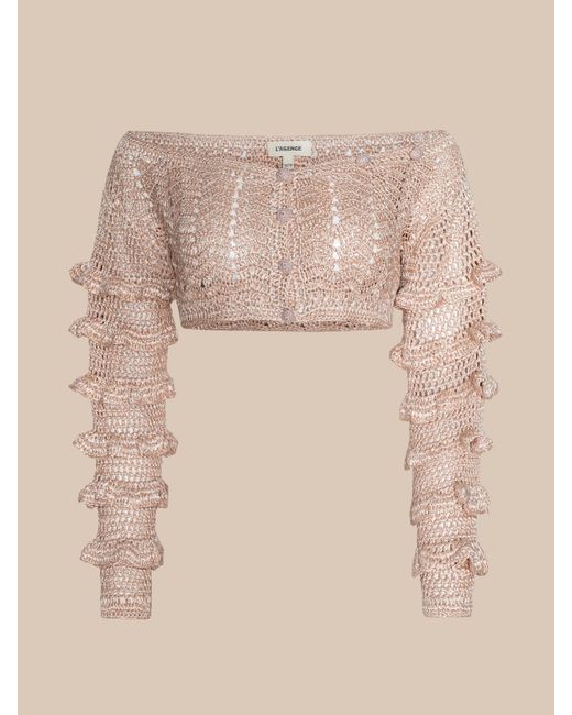 L'Agence Blue Fey Crocheted Top