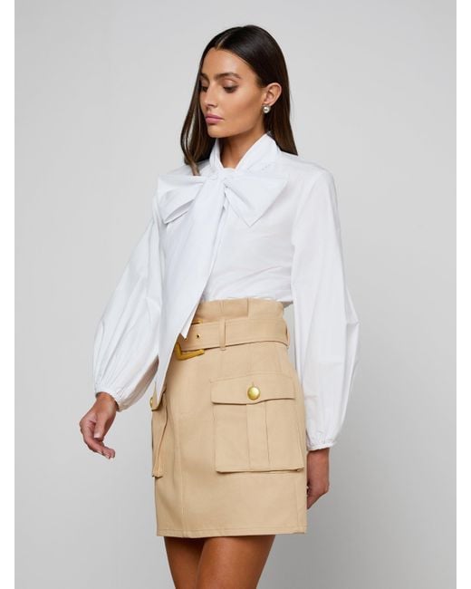 L'Agence Natural Deon Tie-Neck Blouse Top
